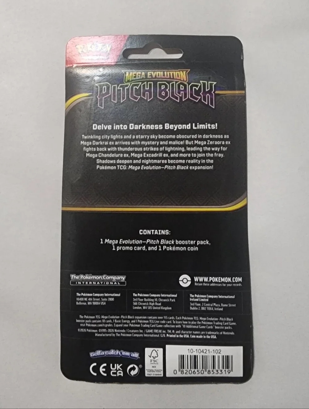 NIB Sealed Pokémon TCG: Mega Evolution Pitch Black Booster Pack Blister!